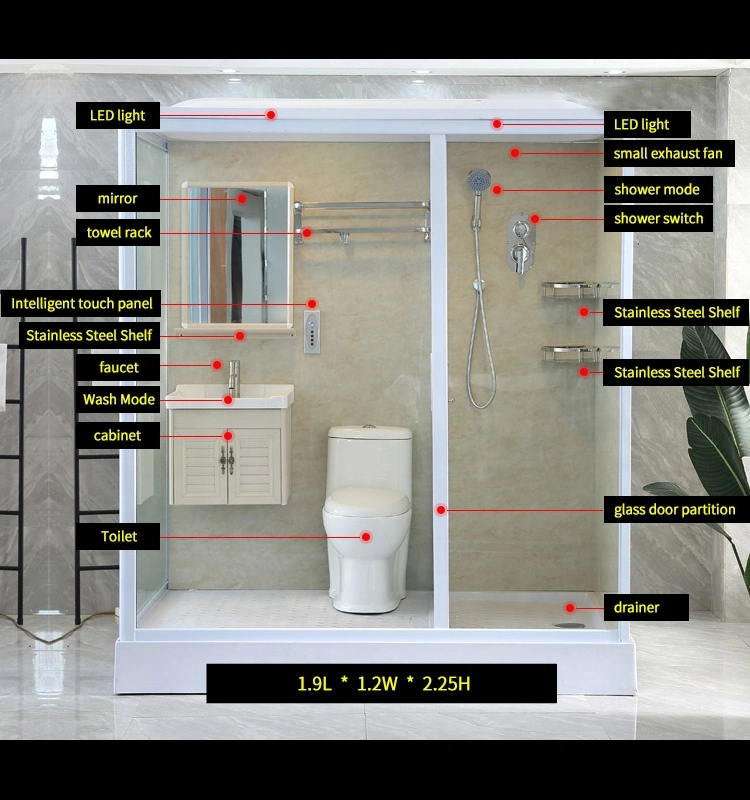 Chinese Hotel Building Design Portable Indoor Luxury Shower Unit Modular Prefabricated Bathroom Pod with Toilet