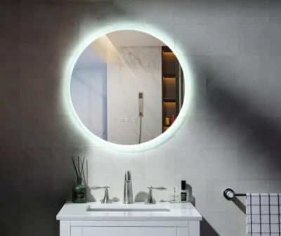 Specchio da bagno intelligente a LED decorativo per mobili da bagno con luce da salone ovale rotondo di dimensioni personalizzate in fabbrica