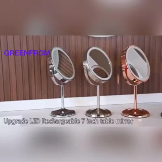 Specchio cosmetico da tavolo per trucco con illuminazione a LED per decorazioni domestiche bifacciali HD da 7 pollici